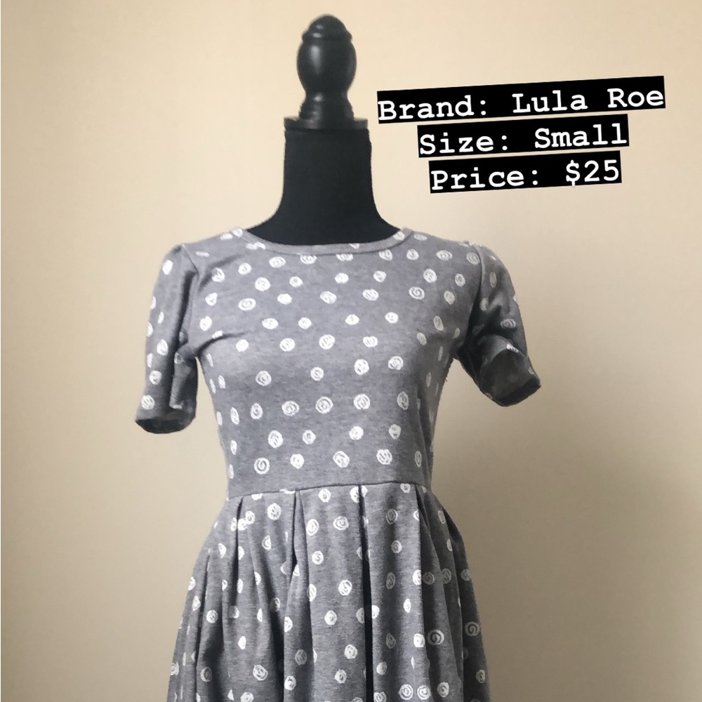 Size Small Lula Roe Grey Polka Dot print dress